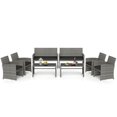 thumbnail image 1 of Gymax 8 Piece Patio Furniture Set Outdoor Wicker Conversation Set w/ Tempered Glass Coffee Table Black, 1 of 10