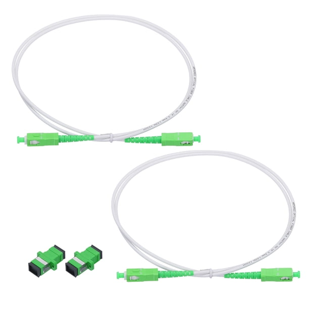 Cable de fibra óptica LSZH SC/APC-SC/APC de 2 piezas de 3.3 pies, modo simple, jumper óptico blindado blanco con adaptador