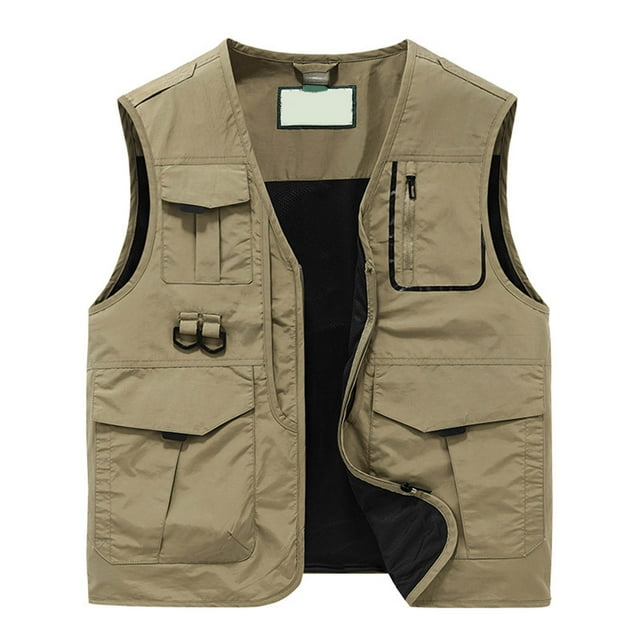 Men's Lightweight Casual Outdoor Travel Work Vest Jacket with Multiple Pockets for Spring Summer Fall