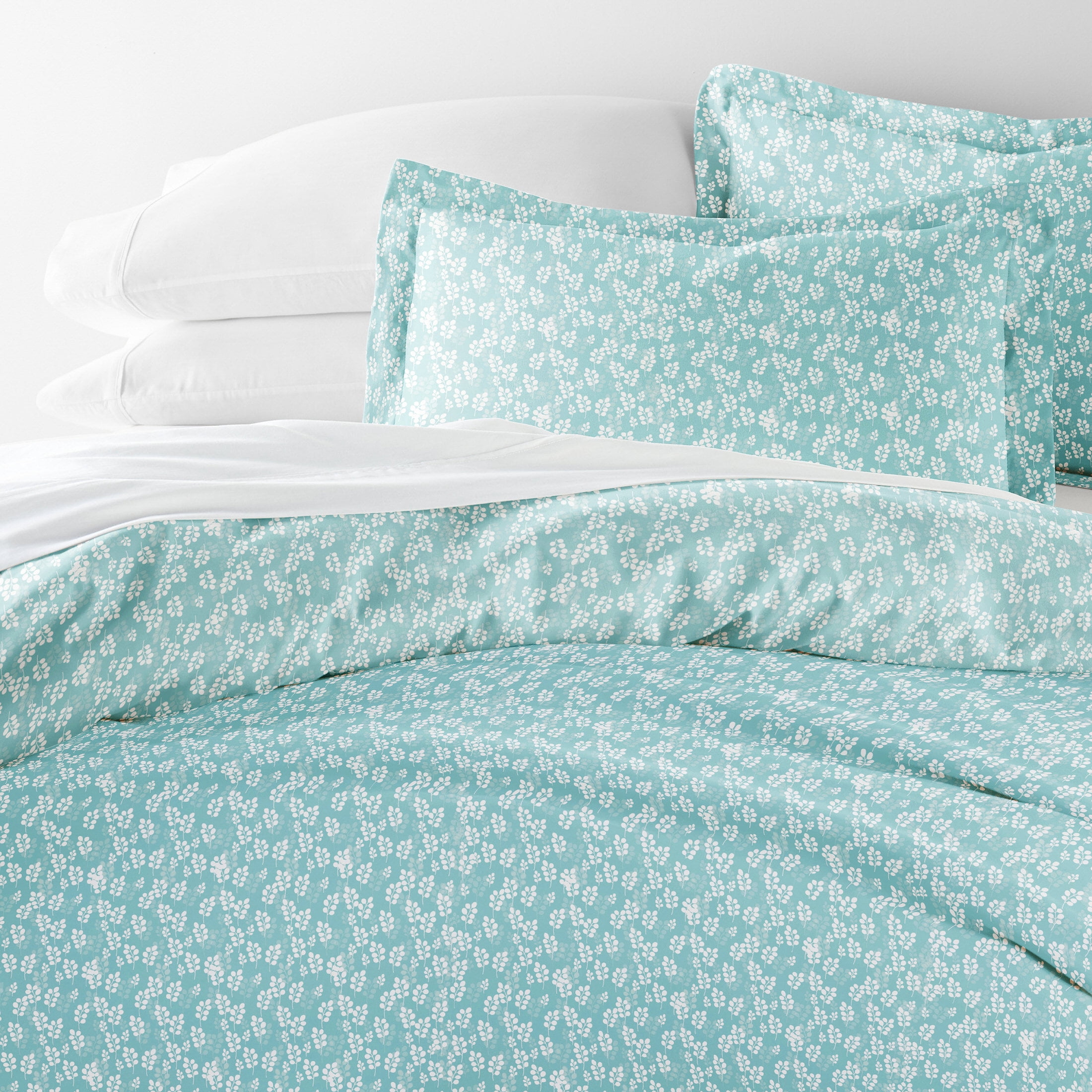 Noble Linens Pale Blue Wheatfield Pattern Duvet Set 3-Piece Duvet Cover Set, King/Cal King