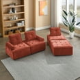 thumbnail image 4 of Aukfa Modern Sectional Sofa, 99" Living Room Modular Couch with Ottoman, Chenille, Red, 4 of 10