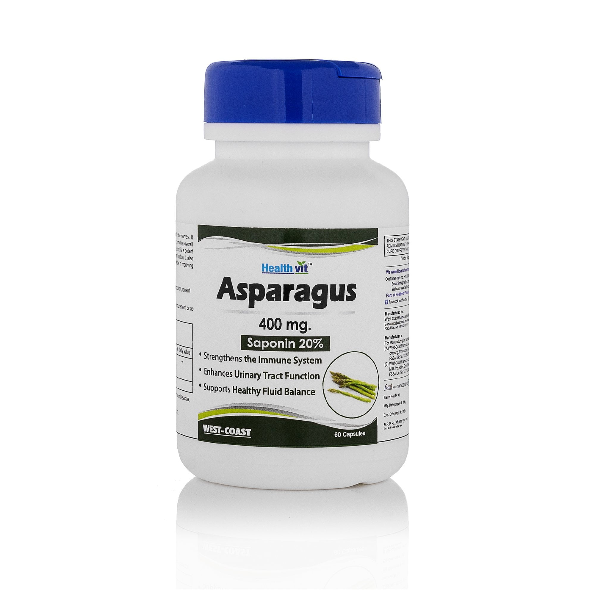 Healthvit Asparagus 400Mg (20 Saponin) Improve Immune System & Urinary Tract Function Vegan