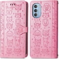 thumbnail image 2 of Wallet Case for Motorola Moto G51 5G,Cat Dog Cartoon Cute Style with ID Card Holder PU Leather Flip Phone Cover for Motorola Moto G51 5G MG Pink, 2 of 13