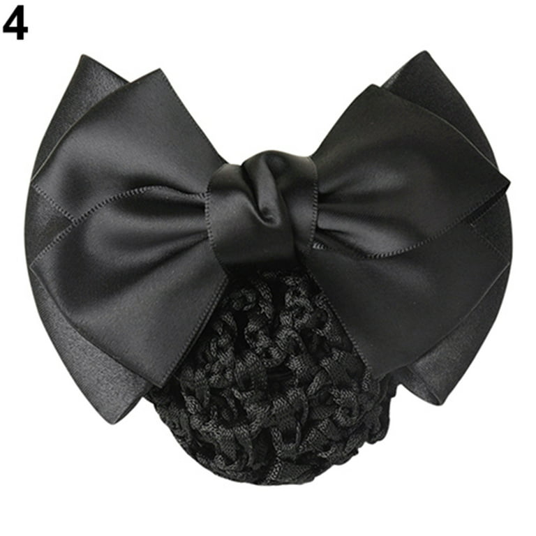 Large Thick Black Lace Fabric Ribbon Bow Knot Hair Bun Holder 