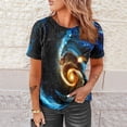 thumbnail image 2 of Penkiiy Galaxy Printed Shirt , Womens Vintage Casual Loose Short Sleeve Tee Tops L Multicolor, 2 of 6