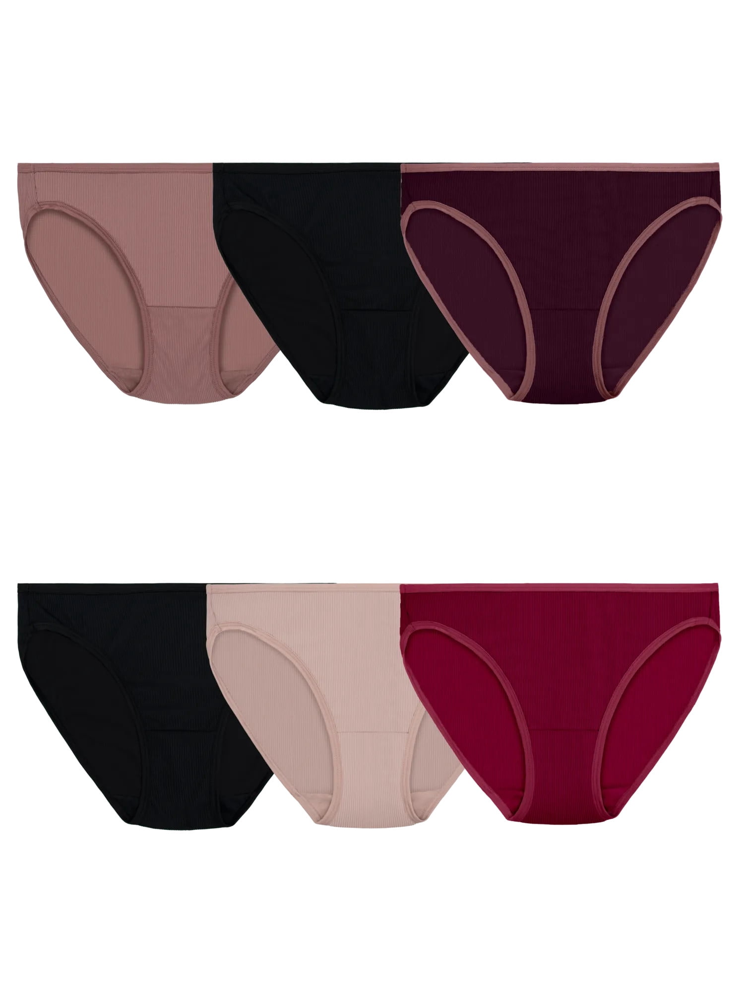 Fruit of the Loom Women's Microfiber Ribbed Underwear, 6-Pack