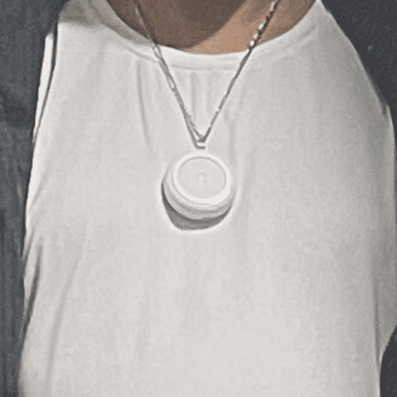 Wearable Personal Air Purifier Necklace, White Gold, 14k Gold-Plated - 22"