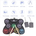 thumbnail image 4 of Batería electrónica plegable de silicona KD13C con pedales y baquetas - Alimentación USB (sin pilas) - Ideal para práctica portátil, 4 of 6