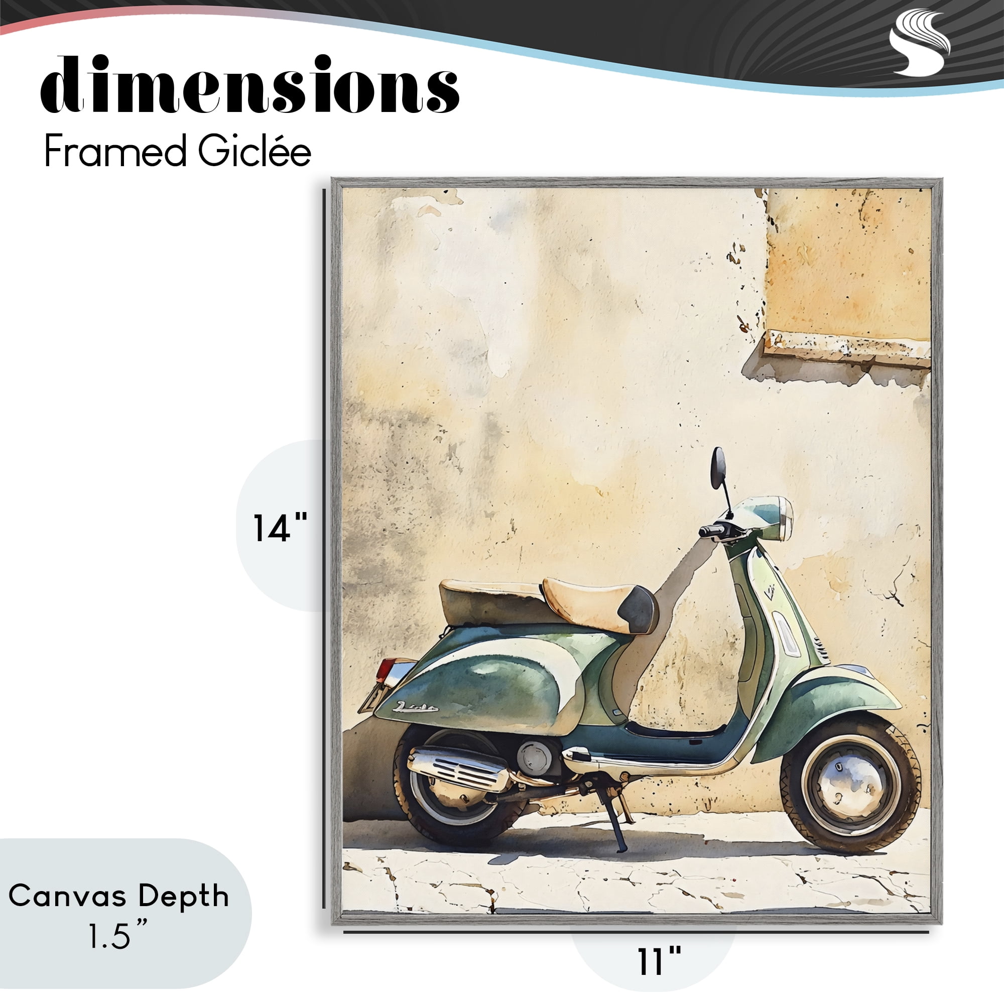 Stupell Industries Vintage Scooter on Italian Street Gray Framed Giclee Art, design by LSR Design Studio