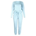 thumbnail image 2 of WILLBEST Outfits for Women Women's Solid Color Stripes Loose Loungewear Pajamas Long Sleeved Casual Wear, 2 of 4