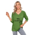 thumbnail image 2 of ZXSXSY Graphic Tees for Women Letter Print V-Neck T-Shirts Long Sleeve Casual Tops, 2 of 7