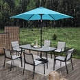 thumbnail image 6 of Ainfox 7.5ft Patio Umbrella Outdoor Portable Table Market Umbrella with Push Button Tilt/Crank Waterproof UV-proof, Blue, 6 of 7