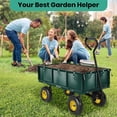 thumbnail image 3 of GVDV Heavy Duty Steel Garden Cart with Liner, 40" x 20", 660lbs Capacity, 10" Wheels, Utility Cart for Yard Work Hauling and Outdoor Use, Black/Green, 3 of 9