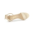 thumbnail image 4 of BLISSFUL STEP Sandales à talons aiguilles en suède à lanières de couleur unie pour femmes, beige, 6, 4 of 8