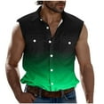 thumbnail image 3 of cllios Mens Sleeveless Shirts Trendy Gradient Printed Button Down Graphic Tank Tops with Pockets Beach Vacation Tops for Summer, 3 of 6