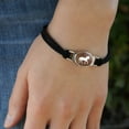 thumbnail image 3 of Horse Silhouette Cowboy Western Novelty Suede Leather Metal Bracelet, 3 of 3