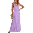 thumbnail image 1 of Vestido PRETTYGARDEN Maxi Largo Morado Claro con Tirantes Finos, 1 of 5