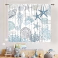 thumbnail image 2 of Nautical Starfish Window Curtains, Beach Themed Coastal Seashell Starfish Blue Coral Rod Pocket Drapes For Bedroom Living Room Kids Room Bathroom Kitchen Window Treatments 26"W x 45"L (Pack of 2), 2 of 6