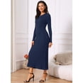 thumbnail image 2 of DARING DIVA Women's Long Sleeve Sweater Fall Crewneck Ribbed Knit Dress M Dark Blue, 2 of 7