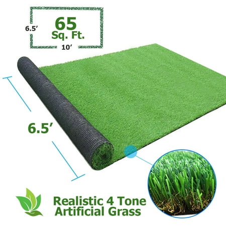 Clevr Artificial Synthetic Turf Grass Lawn for Outdoor Landscape, 6.5' x