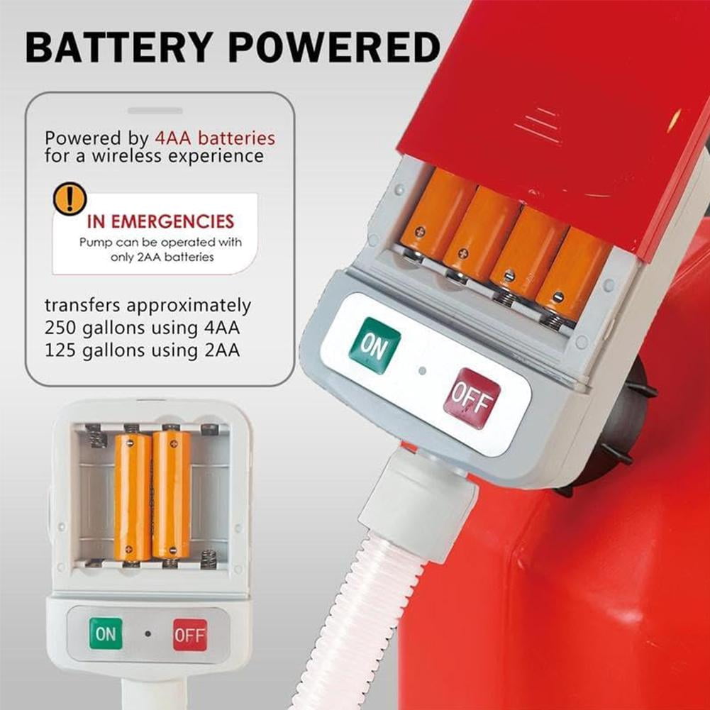 Portable Fuel Pump, Automatic Transfer with Auto-Stop, 3 Tank Adapter, 9.08L Per Min Fast and Safe Portable Gas Can Pump for Oil, Diesel, Gasoline