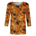 thumbnail image 3 of Juslio Womens Blouse 3/4 Sleeve Shirts Floral Print Tops Crew Neck Casual Blouses Multicolor XXXL, 3 of 5