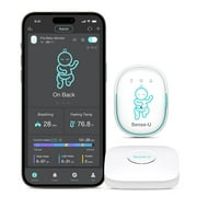 Sense-U Smart Baby Monitor Pro(Long Range) with Arousal Vibration, Audible & App Alerts Anywhere: Tracks Abdominal Movement, Rollover, Sleeping Position, Feeling Temperature, Wearable Sleep Monitor