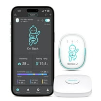 Sense-U Smart Baby Monitor Pro(Long Range) with Arousal Vibration, Audible & App Alerts Anywhere: Tracks Abdominal Movement, Rollover, Sleeping Position, Feeling Temperature, Wearable Sleep Monitor