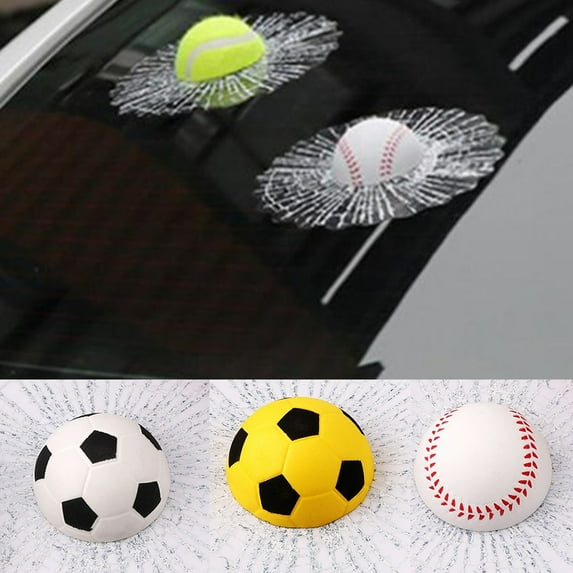 SPRING PARK 3D Baseball Football Tennis Ball Hits Car Body Car Stickers Auto Window Decals