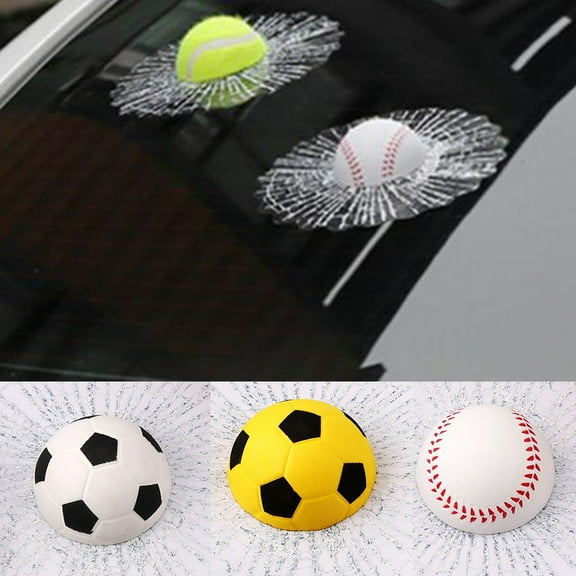 SPRING PARK 3D Baseball Football Tennis Ball Hits Car Body Car Stickers Auto Window Decals