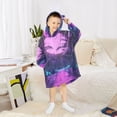 thumbnail image 6 of FORMRS Wearable Blanket Hoodie with Sleeves for Kids Cozy Flannel Sweatshirt, Pink Neon Road, 6 of 7