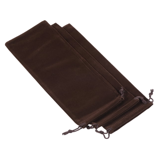 Unique Bargains 25x10cm Microfiber Pouch, 3Pcs Soft Storage Drawstring Gift Bag, Brown