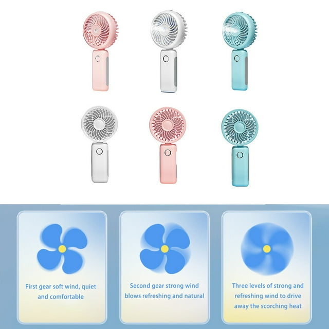 Mini Fan Handheld Electric USB Air Conditioning Adjustable Fans Cooling Handheld Summer Silent Outdoors for Office White/Misting/Fan