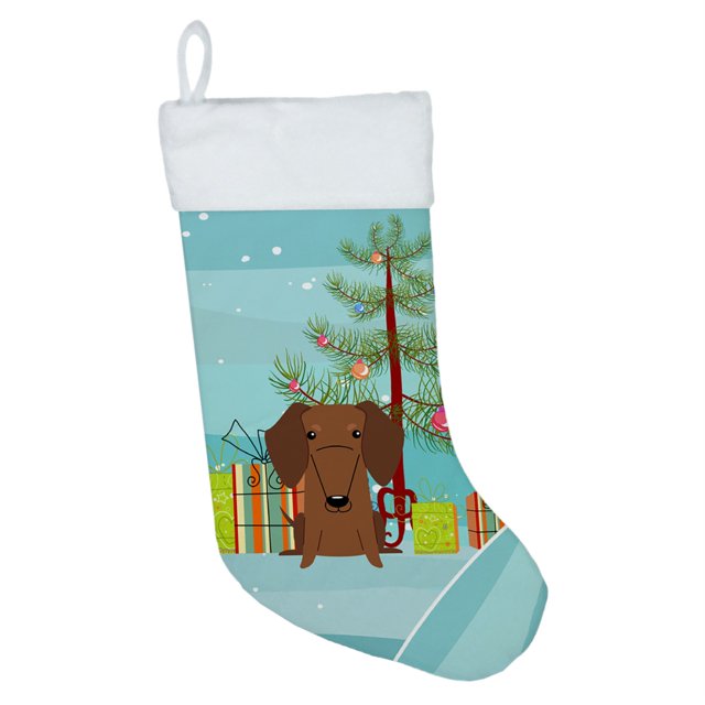 "Caroline's Treasures Merry Christmas Tree Dachshund Red Brown Stocking, Large, Multicolor" Caroline's Treasures BB4255CS