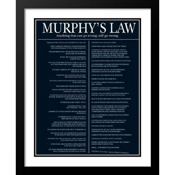 Murphy'S Law 25x29 Framed and Double Matted Art Print.