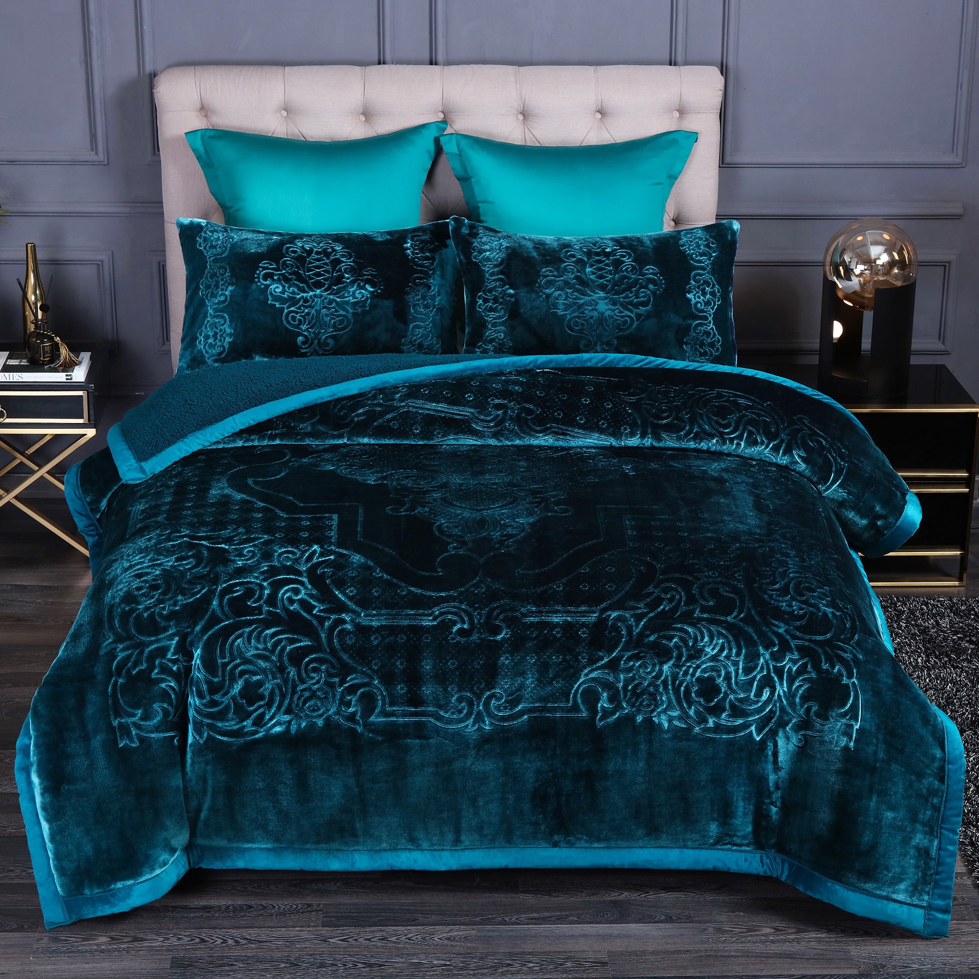 JML Bedding Printed Microfiber plain Reversible Fluffy Bed blanket