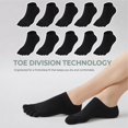 thumbnail image 4 of MJumppHome 5 Pairs Cotton Toe Socks Low Cut No Show Athletic Socks for Men Women,Black,Sock Sizes 7-10, 4 of 7