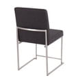 thumbnail image 4 of Lumisource High Back Fuji Contemporary Dining Chair in Brushed Stainless Steel and Charcoal Fabric - Set of 2, 4 of 7