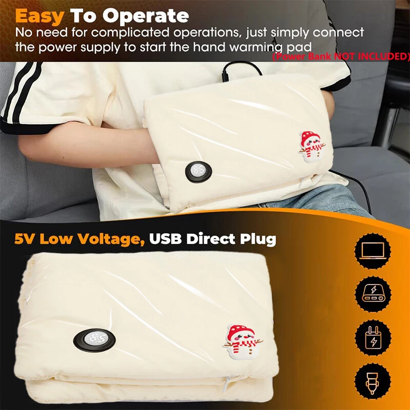Usb Rechargeable Hand Warmer Electric Heating Hand Warmer Winter Hand Muffs Us