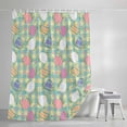 thumbnail image 4 of Easter Bunny Shower Curtain Set, Waterproof Shower Curtains for Bathroom, Colorful Eggs Spring Leaves Daisy Yellow Green Check Washable Fabric Bath Curtain for Bathtub with Hooks 66x72 Inches, 4 of 9