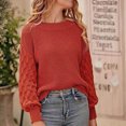 thumbnail image 7 of Byworldtasic Womens Sweaters Pullover Sweaters for Women Casual Loose Long Sleeve Mock Neck Ribbed Jumper Sweaters Chunky Knit Baggy Fall Striped Sweater Top Watermelon Red, 7 of 7