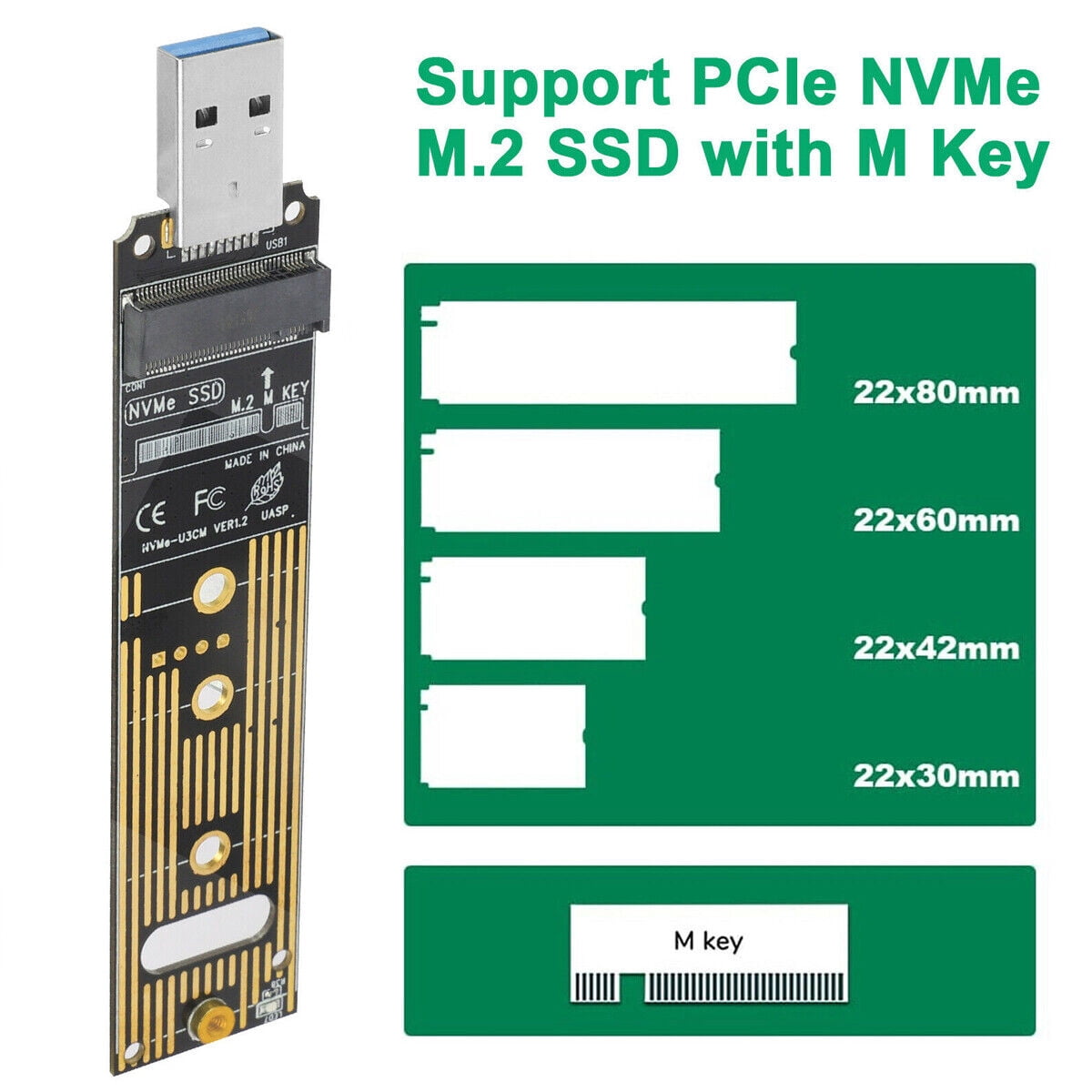 M.2 NVME SSD to USB 3.1 Adapter Hard Drive for PCIe NVMe Based M Key B+M Key SSD TAPDRA Spare Part