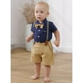 thumbnail image 4 of CARETOO Baby Boy Clothes Suit Shirt Shorts Suspender Pants Formal Set 0-18 Months Cotton Fabric 3pcs, 4 of 17