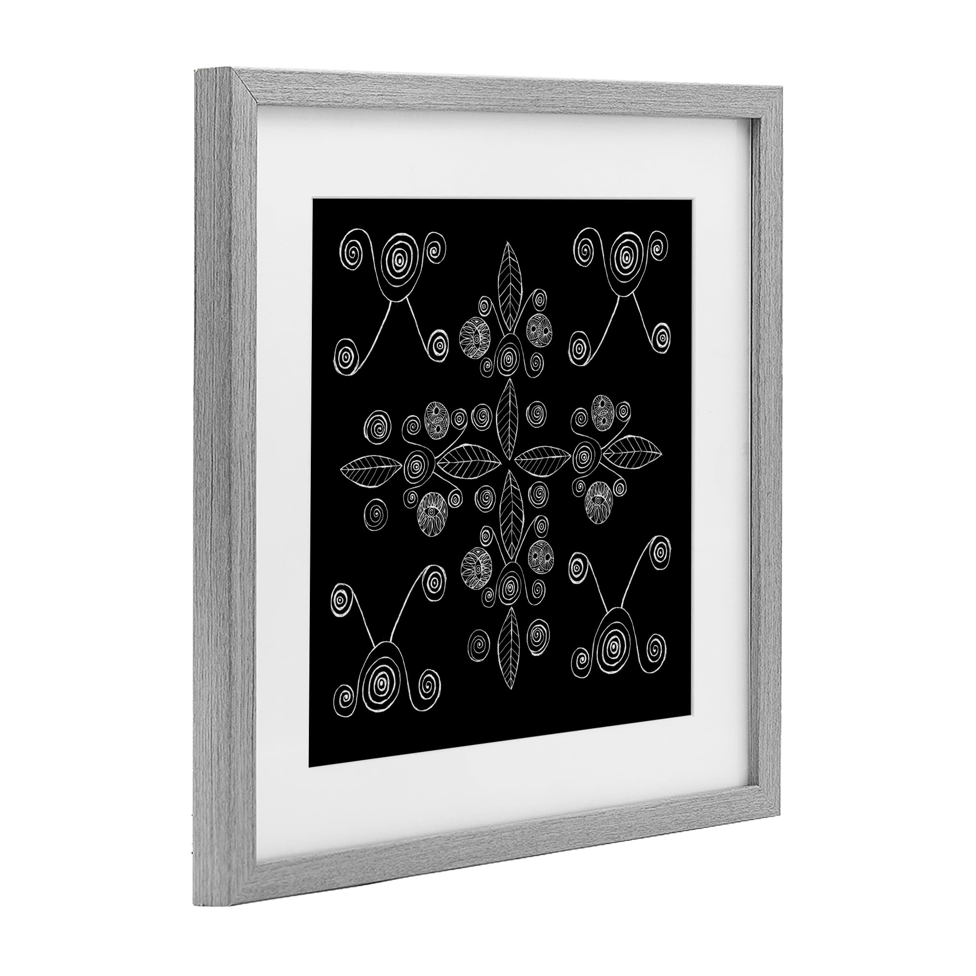 Stupell Industries Geometrics & Leaf Fractals Gray Framed Print Under Glass, design by El Perkin