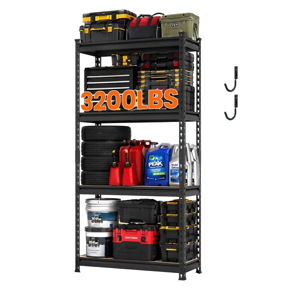 DYNALOAD 3200 lb Heavy Duty Garage Shelving Unit, 4-Tier Adjustable Metal Storage Shelves, 30" W x 12" D x 60" H