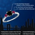 thumbnail image 2 of Gem Stone King 10K White Gold Black Diamond and Red Created Ruby 3-Stone Ring for Women | 1.33 Cttw | Round 6MM | Gemstone April Birthstone | Size 8, 2 of 6