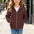 thumbnail image 7 of Gubotare Girls Zip Up Hoodie Kids Fashion Oversized Sweatshirt Jacket With Pockets Lightweight Preppy Sweatshirts 5-14 Years (Coffee, 10-11 Years), 7 of 7