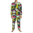 thumbnail image 4 of Kll Green Mushroom Sleepwear Mens Flannel Pajamas,Long Cotton Pj Set, 4 of 9