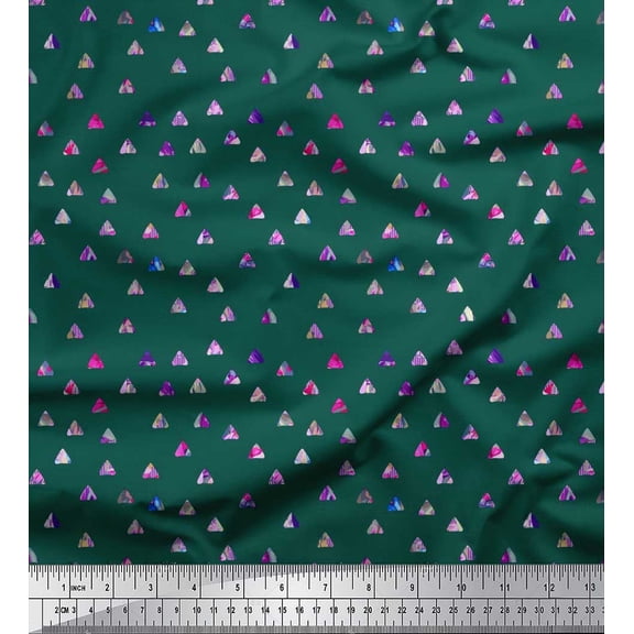 Soimoi Cotton Voile Fabric Texture & Triangle Geometric Printed Fabric 1 Yard 42 Inch Wide