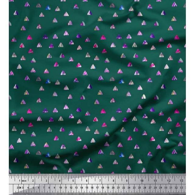 Soimoi Toile de Tissu de Canard de Coton Texture & Triangle Géométrique Impression par la Cour 42 Pouces de Large